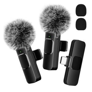 Wireless Lavalier Microphone, Rechargeable Microphone, Cordless Omnidirectional Condenser Recording Mic for Video Recording, Teaching, Interviews