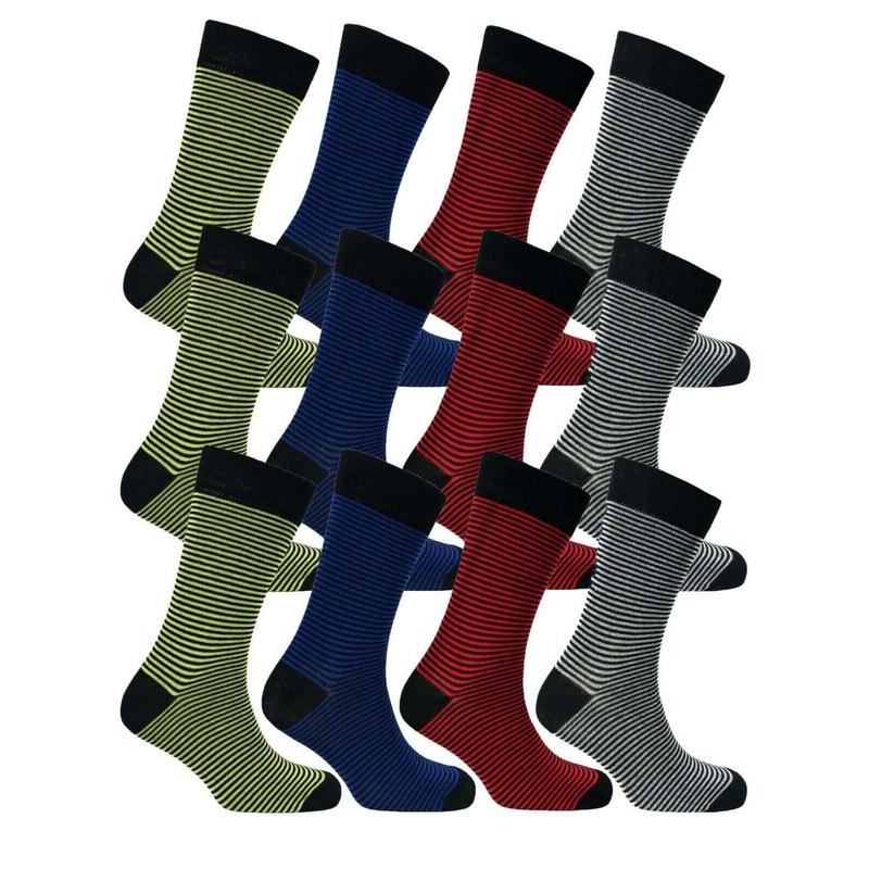 12 Pairs Mens Cotton Rich Argyle and Stripe Casual Work Dress Socks with Smooth Toe Seam All Season Breathable Fashionable Socks Size 6-11 by Sock Stack 2