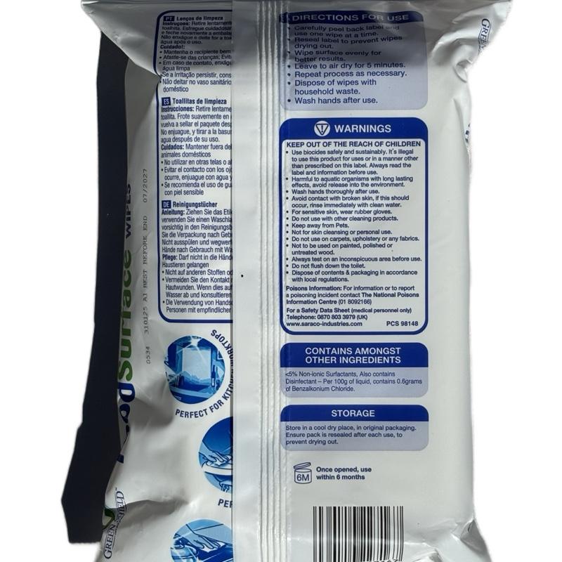 70 Large Antibacterial Food Surface Wipes - Hygiene Wipes for Cleaning Surfaces - Napkin 2