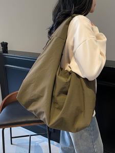 Women's Solid Color Large Capacity Shoulder Bag, Back To School, Fashionable Multi-pocket Shoulder Bag for Work & Daily Used, Casual Trendy Versatile High-quality Daily Commuting Bag