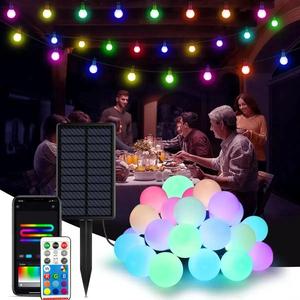 Solar Powered LED String Light, APP Control RGBIC Color Changing String Light, Outdoor Garden Decorative Light for Party Wedding Festival