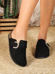 Women's Fashionable Plain Color Slides, Casual Comfortable Flat Slippers for Daily Wear, Lightweight Breathable Shoes for Women & Girls