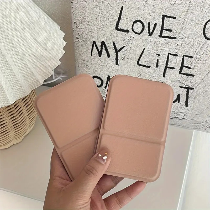 4.25-Inch Foldable Makeup Mirror with Frame – Compact, Portable Vanity Mirror for Dorms, Desktops, and Travel – Light Pink/Beige, Polished Glass Surface, Floral Design, Makeup Vanity Desk 2