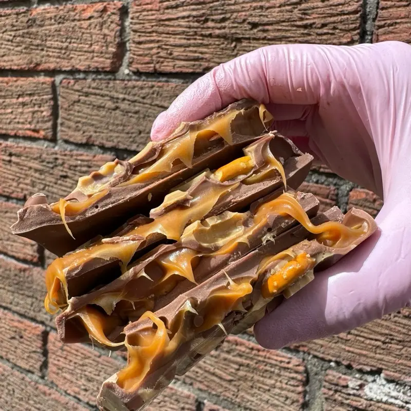 Caramel pretzel filled chocolate bar 0