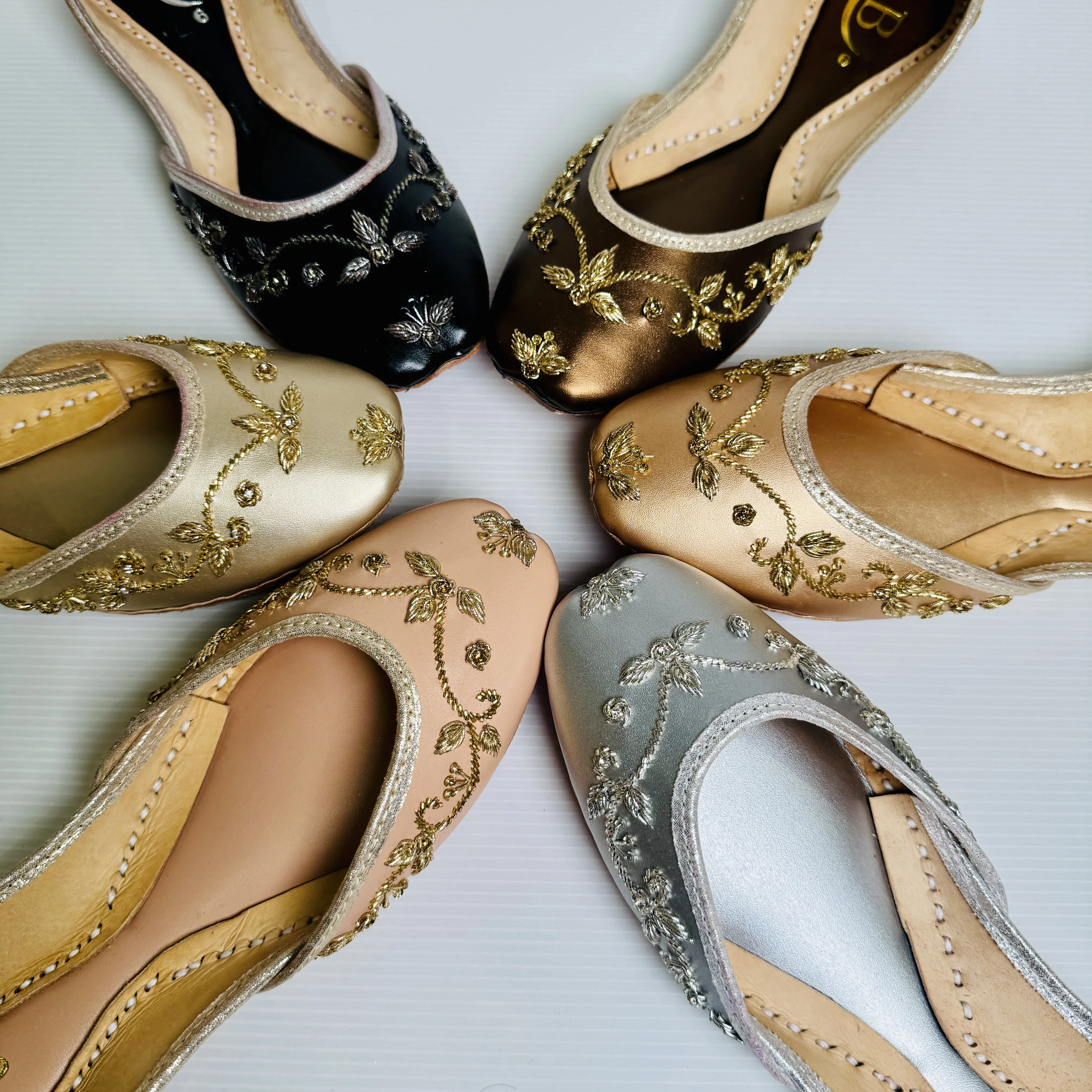 Bisma Handmade Khussa Mojri Indian Punjabi Jutti, Wedding Party Style Shehnaai (B2)  Footwear Women Stylish Classy Elegant Elegant Decor