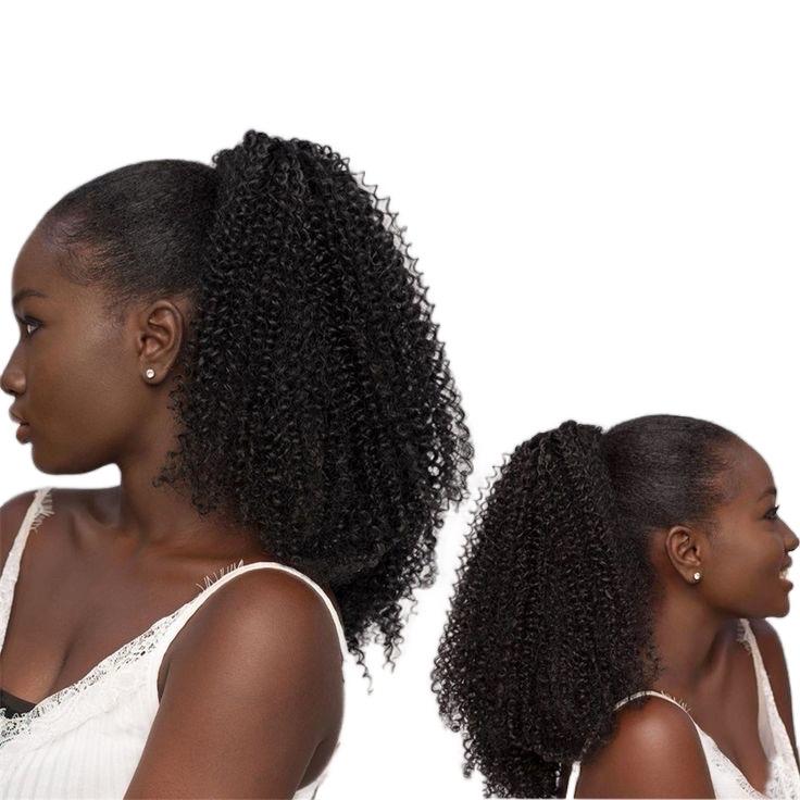 Super Natural Afro 4c 4b 4a type 4 natural hair Ponytails Bohemian Kinky Curly Hairpiece Hair Synthetic Fiber Extensions Afro Kinky Drawstring for Black Women 4