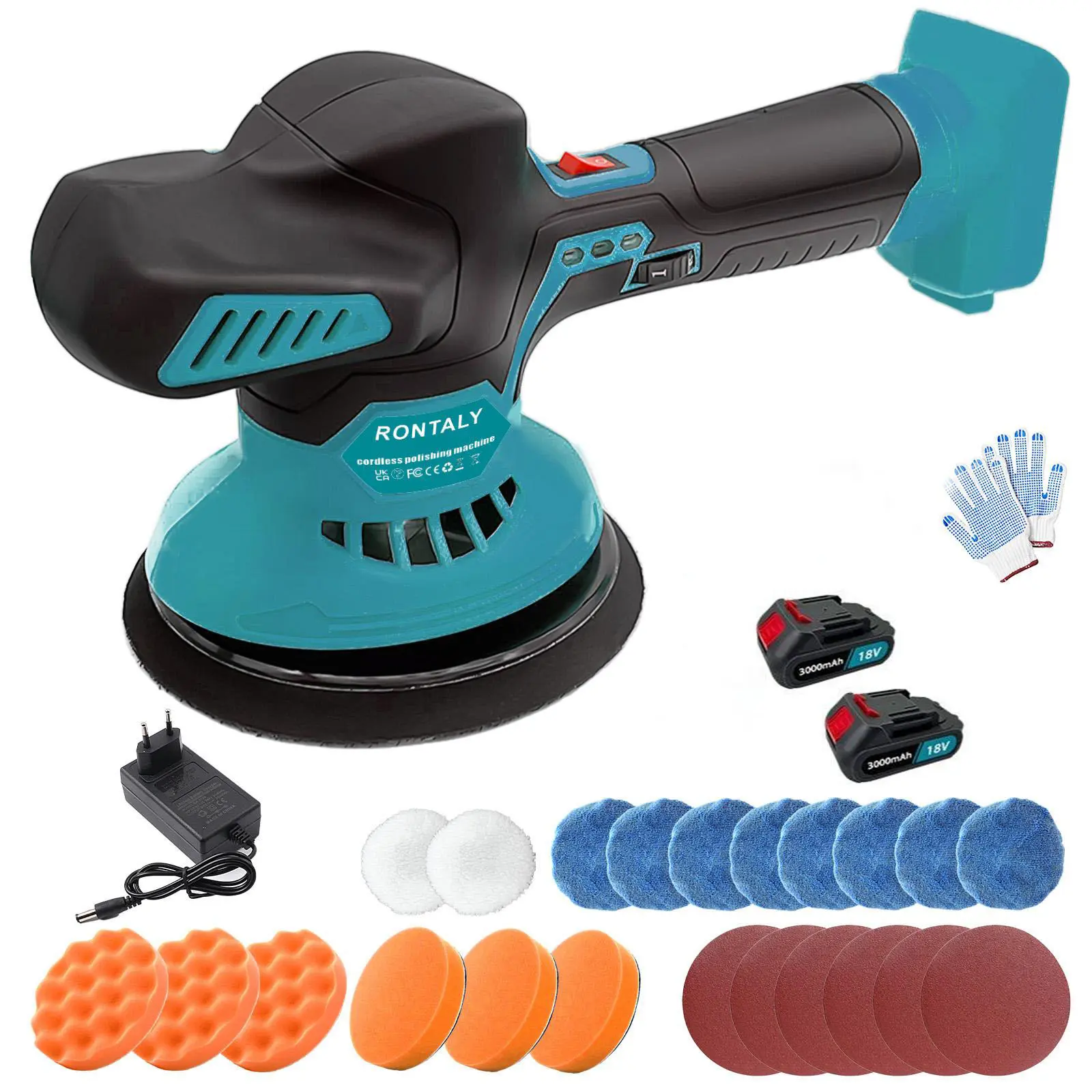 (Flash sale)Cordless Car Buffer Polisher for Makita battery, 6 inch Car Polisher with 2PCS 12V 3.0Ah Batteries, Car Buffers and Polishers Kit 6 Variable Speed 6000RPM, Polisher for Car Detailing/Polishing/Waxing/Scratch Removing