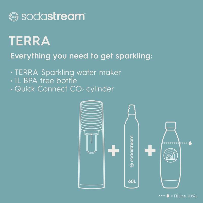 SodaStream - Terra Sparkling Water Maker, Quick Connect CO2 System, Includes 60L Gas Cylinder, BPA-Free 1L Bottle, Eco-Friendly & Reduces Plastic Waste, Black 5