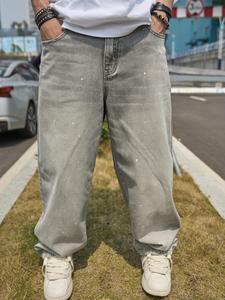 Men's Solid Color Straight Leg Jeans, Loose Casual Comfy Denim Trousers for Daily Wear, Fashion Men's Bottoms for All Seasons