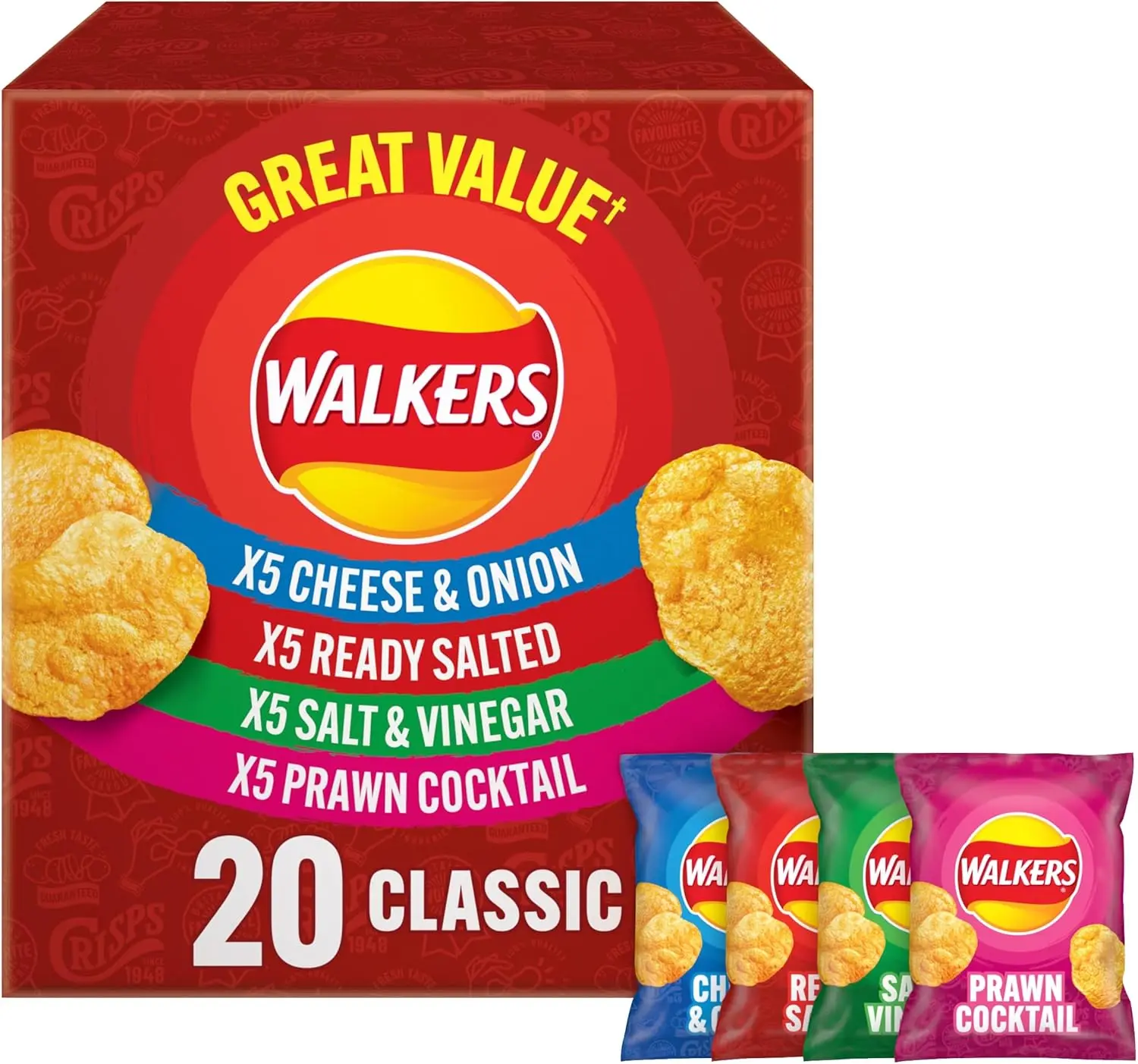 Walkers Classic Variety Multipack Crisps Box 20x25g Snack