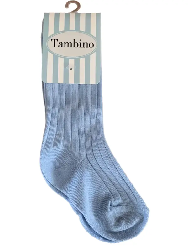 Tambino Socks - Boys Ribbed Knee High Blue Socks 1