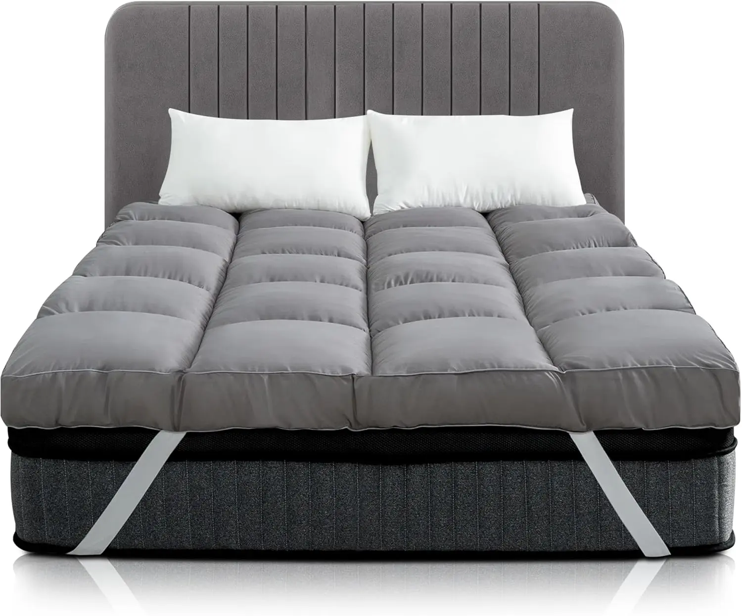 Bounceback Grey Mattress Topper 10CM Luxury 4"Inch Extra Deep Mattress Toppers Available All UK Sizes Free Shipping Cheap Topper