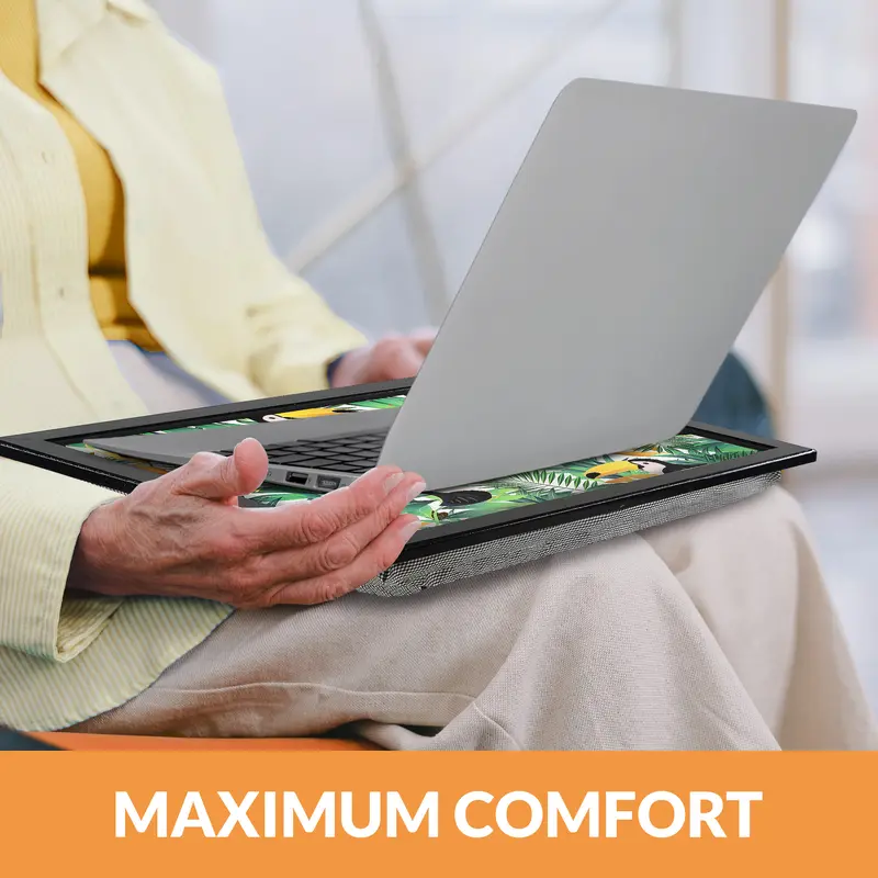 The Magic Toy Shop Lap Trays With Bean Bag Cushion Trays For Food Serving Tray Dinner Trays on Laps Food Trays For Lap Laptop Lap Tray With Cushion Lap Trays For Eating With Cushion (Tropical) 1