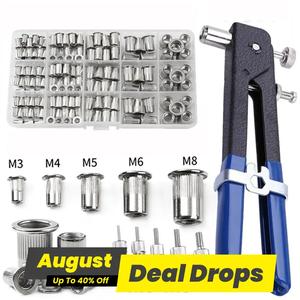 Portable Rivet Nut Tool Kit, Heavy Duty 150pcs M3/M4/M5/M6/M8 Nut Rivet Mandrels Repair Tool, Industrial Rivet Gun Flathead Screw Nut Rivet Gun Set, Hardware, Tools and Gadgets, Tool Box, Hand Tools