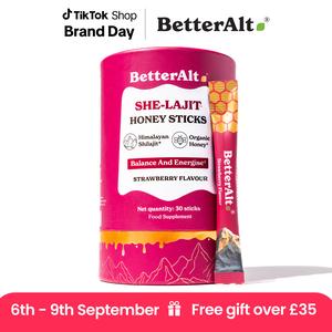 Women Multi-Mineral Honey Sticks | BetterAlt SHE-Lajit Strawberry Flavor | Shilajit, Shatavari & Saffron | Hormonal Balance & Energy - 30 Honey Packs