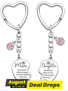 Fashion Slogan Pattern Metal Keychain for Mom and Daughter, Heart Shaped Stainless Steel Keychain, Trendy All-match & Exquisite Keychain for Gift, Personalized Heart Tag