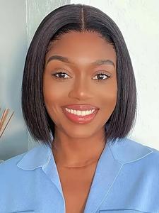 8inch Straight Human Hair Lace Front Wigs, Short Straight Bob Wig with Baby Hair, Easy To Style for All Occasions, for Women Girls Daily Party