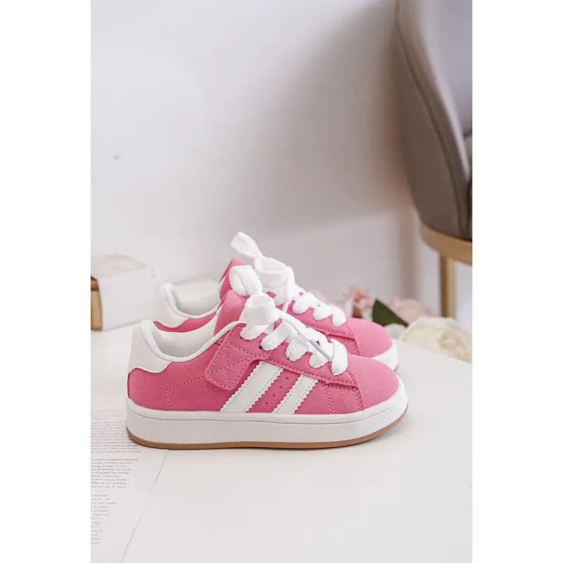Baby Kids Children's Girls Pink & White Gum Sole Fashion Sports Trainers 8