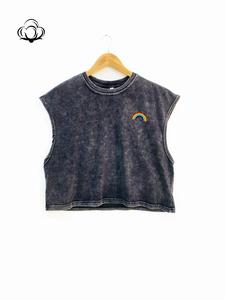 Women's Rainbow Stripe Print Crew Neck Tank Top, Street Fashion Casual Sleeveless Top for Daily Wear, Ladies Clothes for All Seasons, Socks