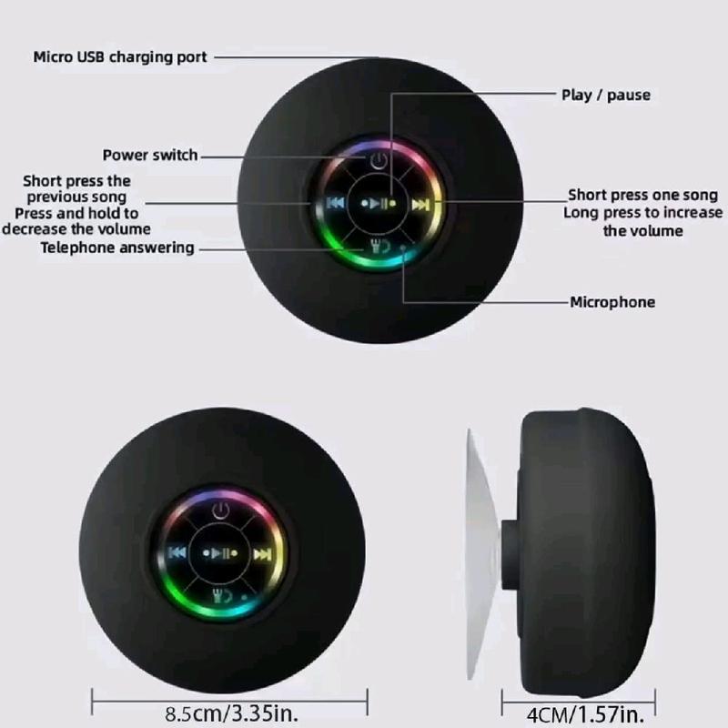 Mini Waterproof Bluetooth Speaker with LED Lights & Deep Bass - Wireless & Portable for Music Lovers on the Go - Audio 4