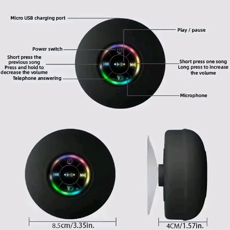 Mini Waterproof Bluetooth Speaker with LED Lights & Deep Bass - Wireless & Portable for Music Lovers on the Go - Audio 4