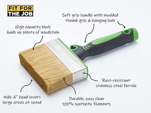 4 inch Large Capacity Shed And Fence Block Brush for Rapid Painting of Sheds & Fences and Other Garden Woodwork, Shed Brush 1