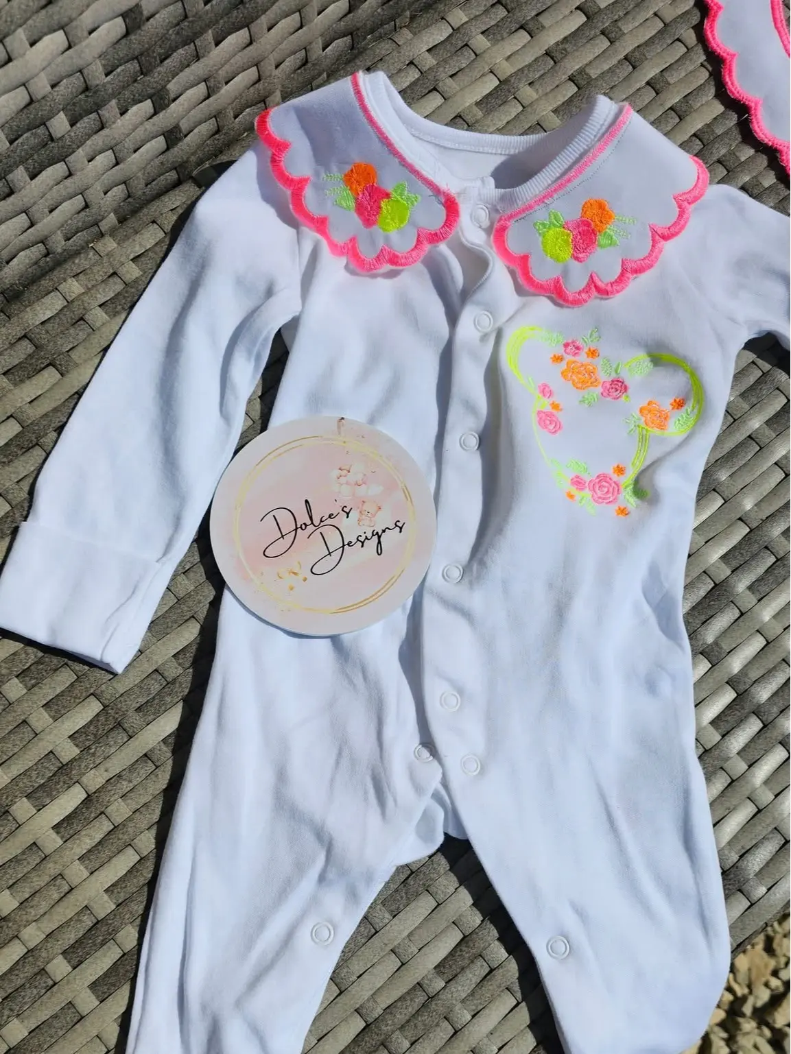 Beautiful Neon Summer Flower Mouse Baby Grow - Baby Girls