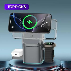 3 in 1 Wireless Charger, 180° Electric Rotating Foldable Wireless Charging Station, Portable Wireless Charger for iPhone & Watch & AirPods, Wearable #TOP PICKS