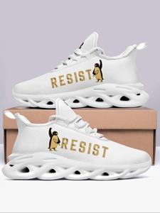 Men's Random Penguin Print Round Toe Low Top Sneakers, Casual Comfortable Breathable Lightweight Sports Running Shoes, Male All-match Round Toe Shoes for Daily Wear