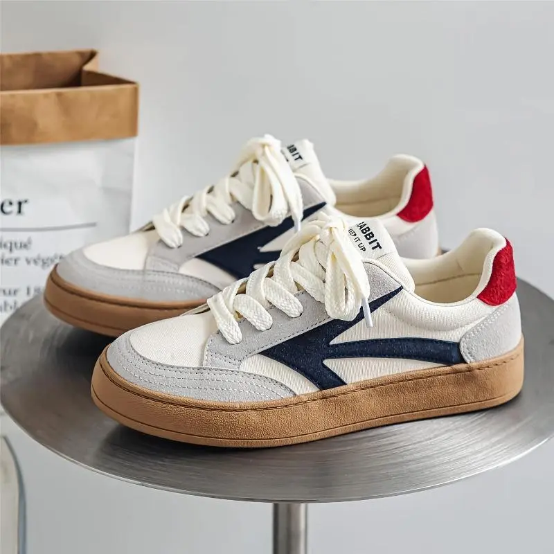 Men's 2024 Vintage-Style Skateboarding Sneakers - Low Top Korean Trendy Sports Shoes, All-Season Canvas Upper, Rubber Sole & Insole, Lace-Up Round Toe for Everyday Casual Wear and Roller Skating 4