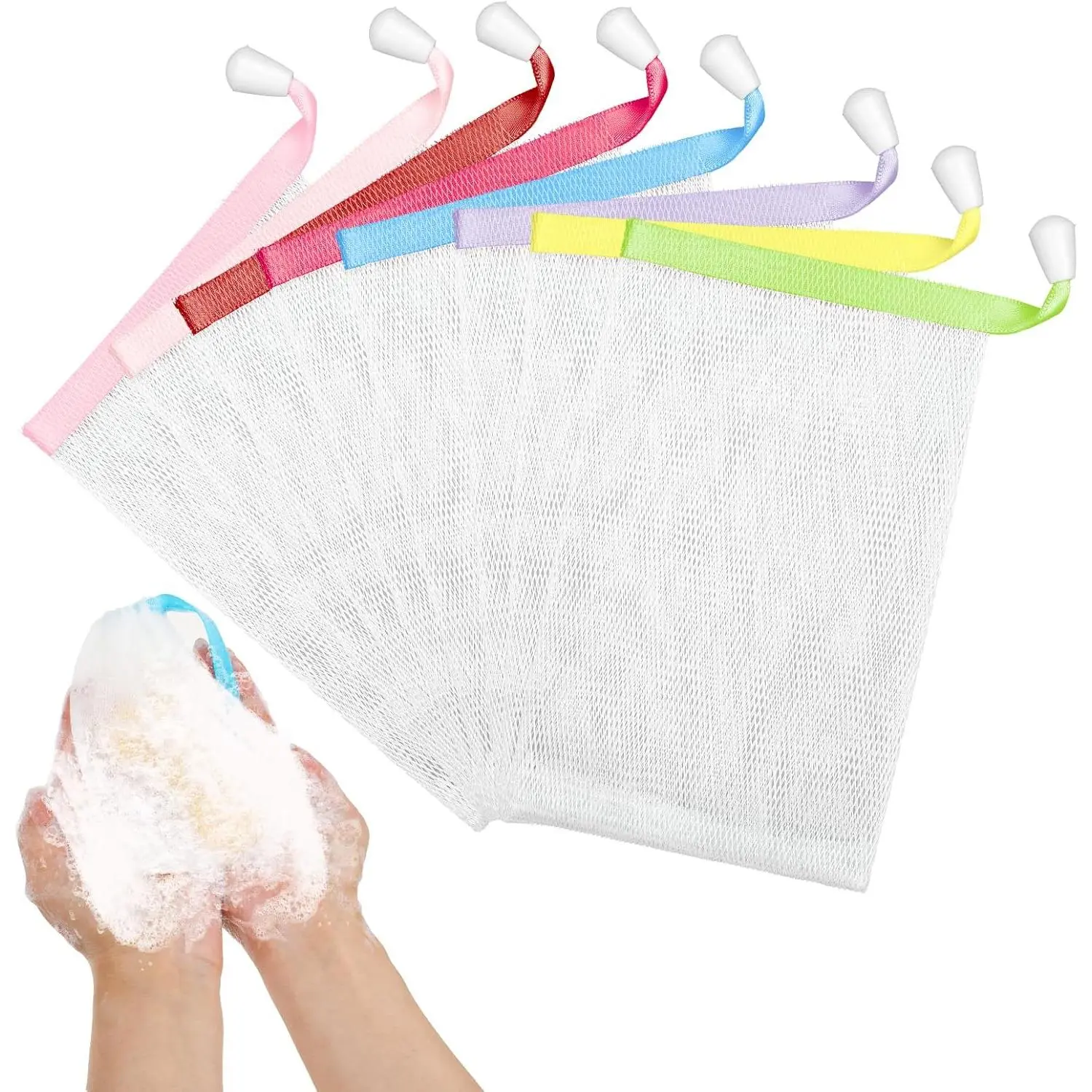 Soap Bags for Soap Bars, Soap Saver Pouch with Drawstring Mesh Soap Bags Foaming Soap Bar Bag for Bath Shower, Random Color to Send