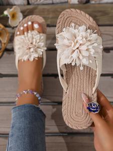 Women's Fashionable Flower Decorated Slides, Casual Comfortable Flat Sandals for Beach, Non-slip Slippers for Indoor & Outdoor Wear, Walking Shoes, Fashionable Comfy Sandals