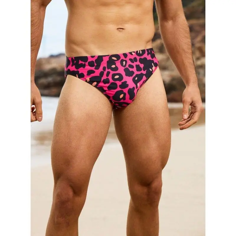Manfinity Men's Leopard Print Low-Rise Swim Brief – Bold Triangle Cut Design for Beach or Pool, Comfortable and Trendy Summer Swimwear 1