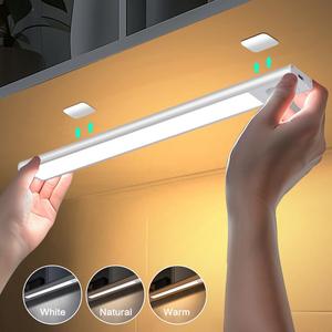LED Motion Sensor Cabinet Light, 1 Count USB Rechargeable Magnetic Kitchen Night Light, Home Wireless Under Counter Closet Light for Wardrobe Stairs