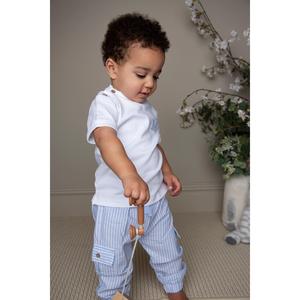Blue Pinstripe T-Shirt & Cuffed Trouser Set