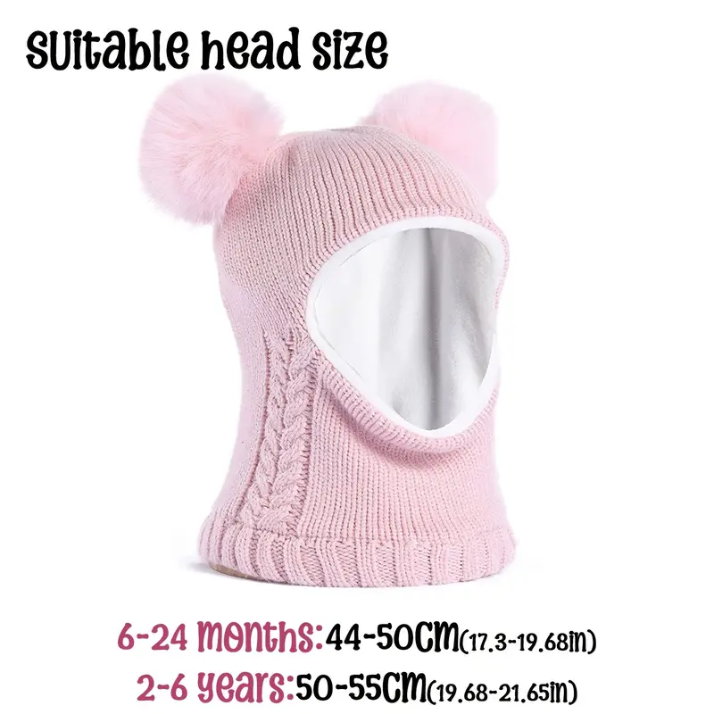 Camptrace Baby Toddler Kids Winter Hat Scarf Set Girls Boys with Fleece Lined Beanie Snow Hat Hood Pom 7