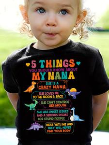 Toddler Girl's Cartoon Dinosaur & Letter Print Round Neck Tee, Fashion Casual Crew Neck Short Sleeve T-shirt for Daily Outdoor Wear, Kids Clothing Summer Clothes for Summer, Girls Birthday Gift, Graphic Tees, Funny Graphic Tees