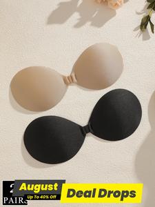 Women's Solid Buckle Front Silicone Bra, Stretchable Casual Soft Comfortable Invisible Strapless Bra for Everyday Daily Wear, Suitable for Summer, Lady Lingerie Accessories, Womenswear Underwear, Solid Color Bra, Adhesive Nip Cover