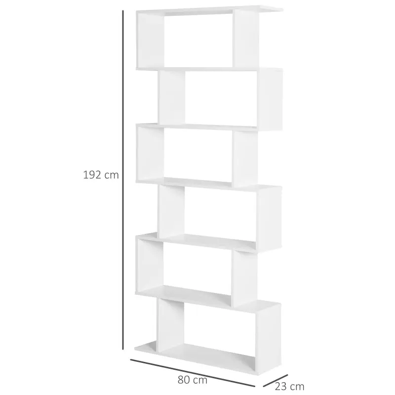 Wooden S Shape Storage Shelf / Bookcase Shelving - White 7