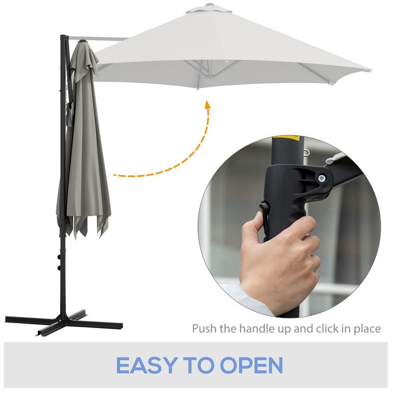 Outsunny 2.5m Rotating Cantilever Parasol - Light Grey 3