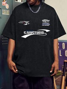 Men's Letter Print Round Neck Tee, Loose Casual Short Sleeve T-shirt for Summer, Men's Top for Daily Wear, Tropical