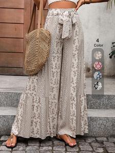 Women's All Over Print Pants, Boho Casual Comfy Trousers, Bohemian Trousers for Beach Vacation Holiday, Ladies Bottoms for Summer