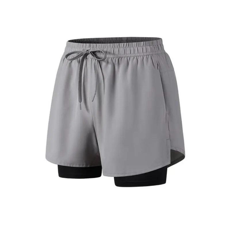 Men's 2 in 1 Solid Drawstring Waist Zip Pocket Athletic Shorts with Liner, National Day Clothing, Casual Quick Dry Sports Running Gym Shorts for Summer, Shorts for Men 5