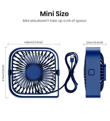 Mini Portable Fan,USB Desk Fan Table,Quiet 3 Speed Wind Personal Fan 360°Rotatable Head Standing Fans for Room Camping Hom 6