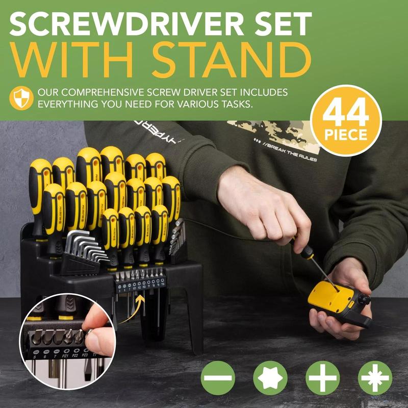 44PC Magnetic Screwdriver Set Cross-Head Flat Heads Hex Key With Stand 2