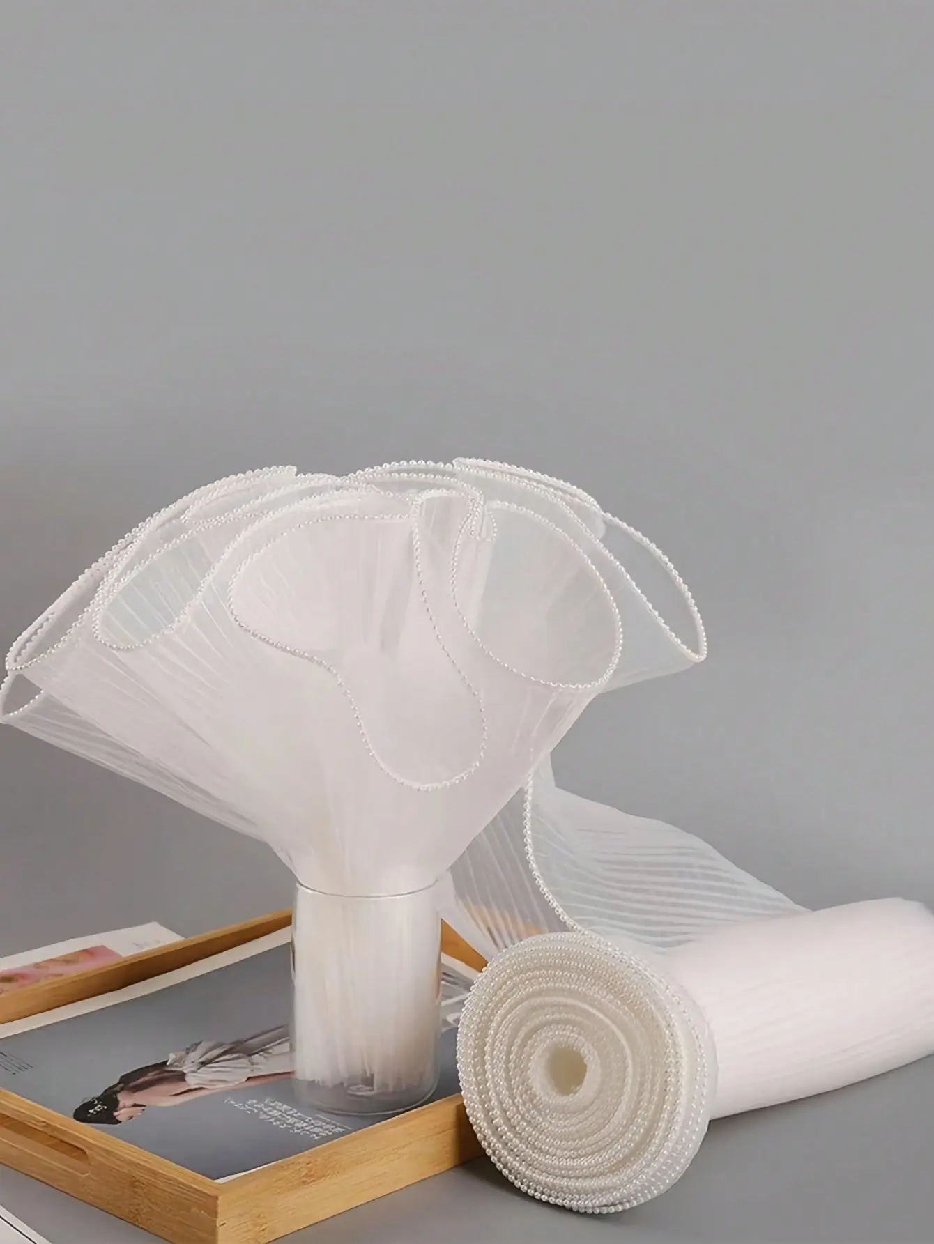 1Pc Wrinkled Organza Ribbon 28200cm/28400cm for Gift Wrapping, Flower Arrangements, Suitable for Birthdays, Weddings, Parties, Home Decor, Valentine's Day, Back to School (No Pearl Edge)