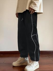 Men's Regular Fit Striped Print Pants, Casual Comfy Breathable Trousers for Daily Wear, Fashion Men's Bottoms for All Seasons