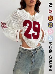 Hollow Football Y2k Sweater Women Streetwear Retro Fashion Pullover Knitted Sweater Girls Knitwear Tops Women_s & Men_s Couple Same Style Knit_yyth