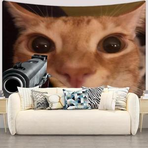 Funny Cat Pattern Tapestry, Creative Wall Hanging for Dormitory Decoration, Wall Hanging Decor for Home Living Room Bedroom