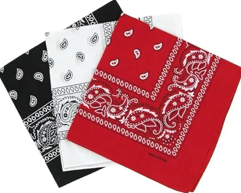 EVOKK Bandana 3 Pack, Black, White, Red Bandana, Stylish Cotton Bandanas for Women and Men, 55 x 55 cm, Versatile Headwear for Fashion
